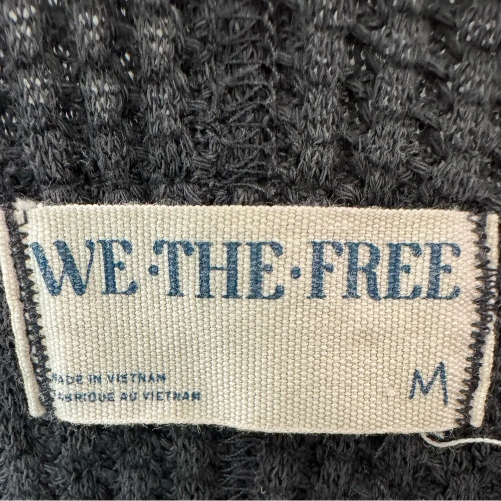 We The Free Charcoal Waffle-Knit Polo V-Neck Sweater - Picture 2 of 3